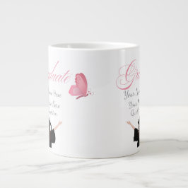 Personlig rosa examenspresent, anpassat namn jumbo mugg