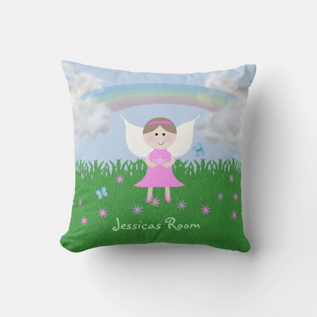 Personlig Rosa Fairy Kids Pillow Kudde (Framsida)