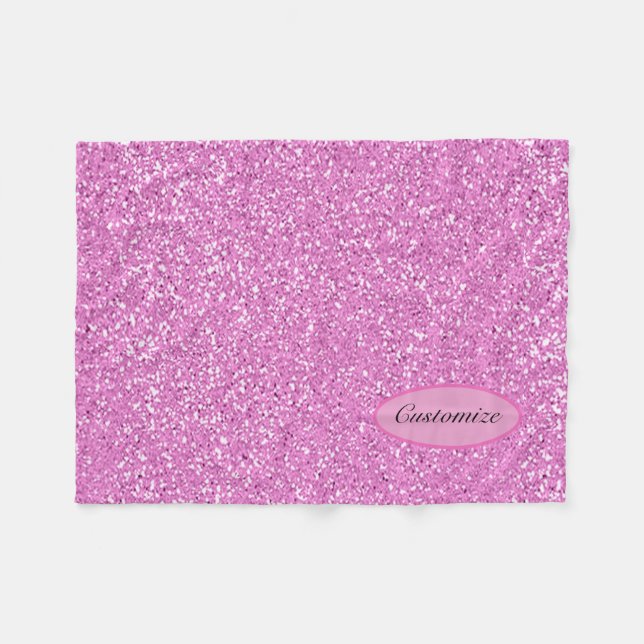 Personlig Rosa Falskt Glitter Fleecefilt (Framsidan (Horisontell))