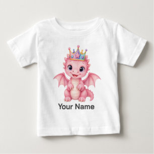 Personlig rosa fantasidrak krona småbarn t shirt