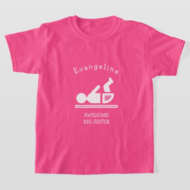 Personlig Rosa FANTASTISK BIG SISTER T Shirt (Laydown)