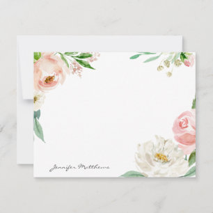 Personlig Rosa Feminin Blommigten Ram Anteckningskort