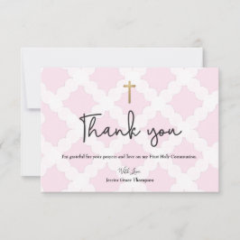 Personlig Rosa First Heliga Communion Tack C Kort