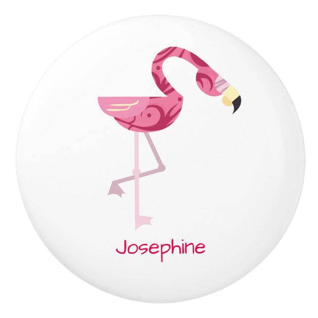 Personlig Rosa Flamingo Bird Knopp (Framsidan)