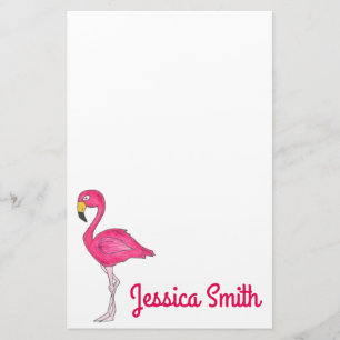 Personlig Rosa Flamingo Bird Stationery Brevpapper