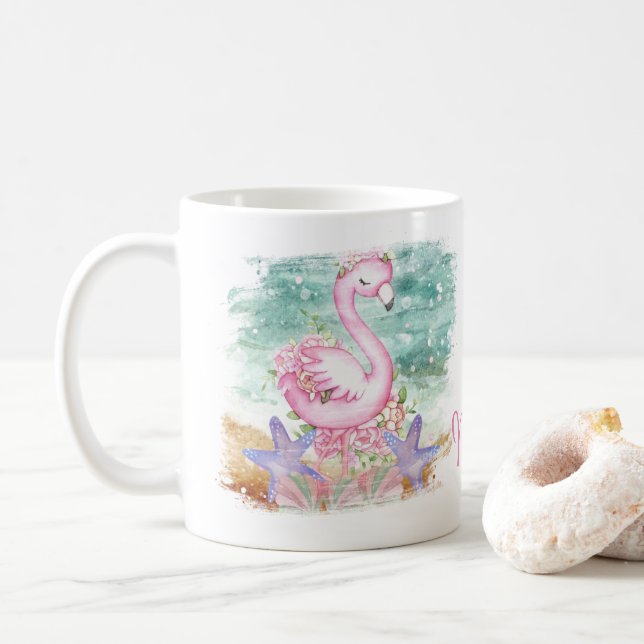 Personlig Rosa Flamingo Design Coffee Mugg Kopp (Med munk)