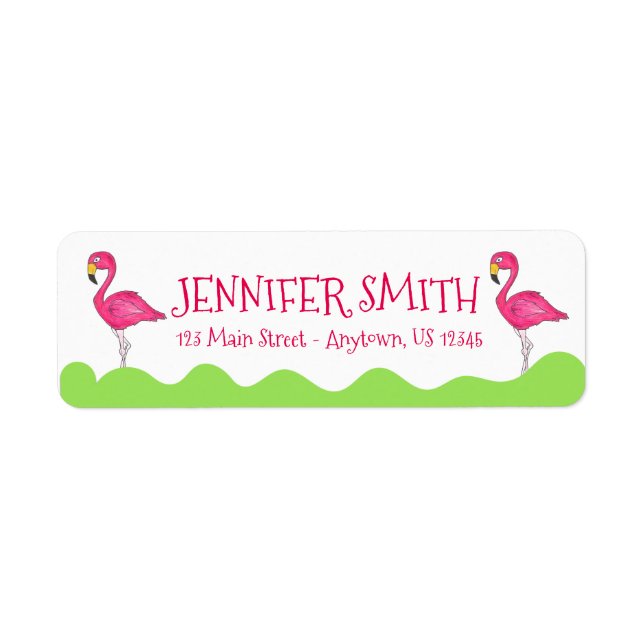 Personlig Rosa Flamingo Flamingos Adressetikett Returadress Etikett (Framsidan)