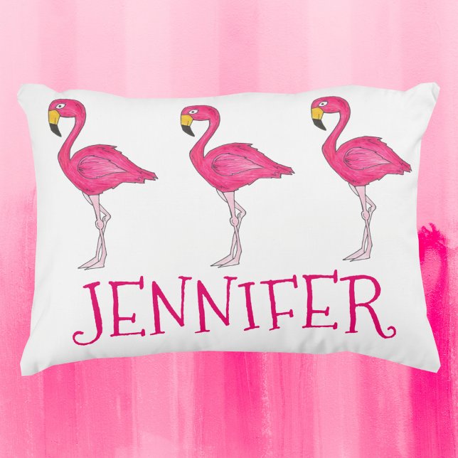 Personlig Rosa Flamingo Flamingos Tropical Bird Prydnadskudde (Personalized flamingo pillow)