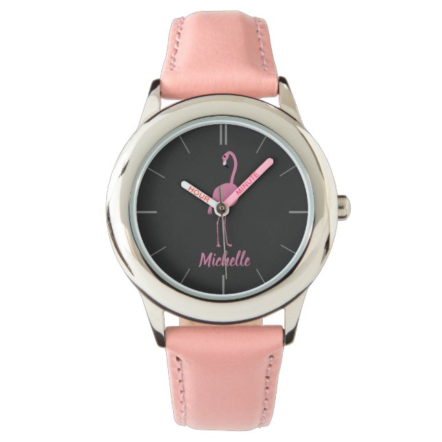 Personlig Rosa Flamingo Girl's Armbandsur (Framsida)
