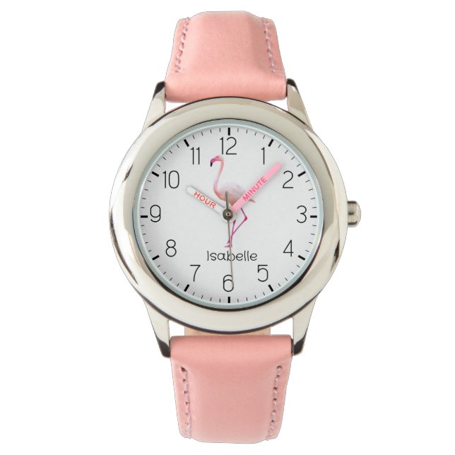 Personlig Rosa Flamingo Girl's Armbandsur (Framsida)