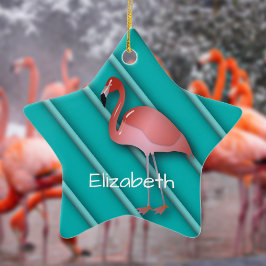 Personlig Rosa Flamingo Julgransprydnad Keramik