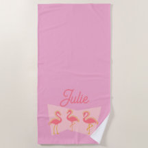 Personlig Rosa Flamingo Mid-Century Modern Handduk