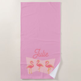 Personlig Rosa Flamingo Mid-Century Modern Handduk
