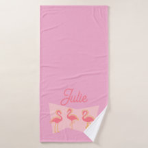 Personlig Rosa Flamingo Mid-Century Modern Handduk