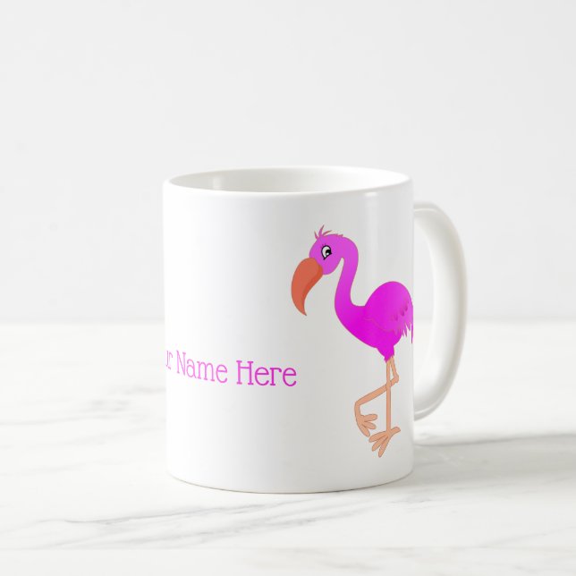 Personlig Rosa Flamingo Mugg med eget namn (Framsida höger)