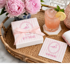 Personlig rosa flamingo preppy pappersservett