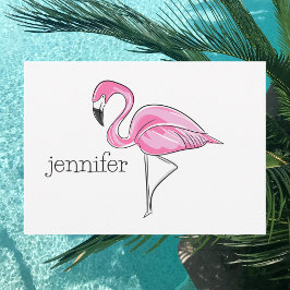 Personlig Rosa Flamingo / Preppy Tropisk Anteckningskort