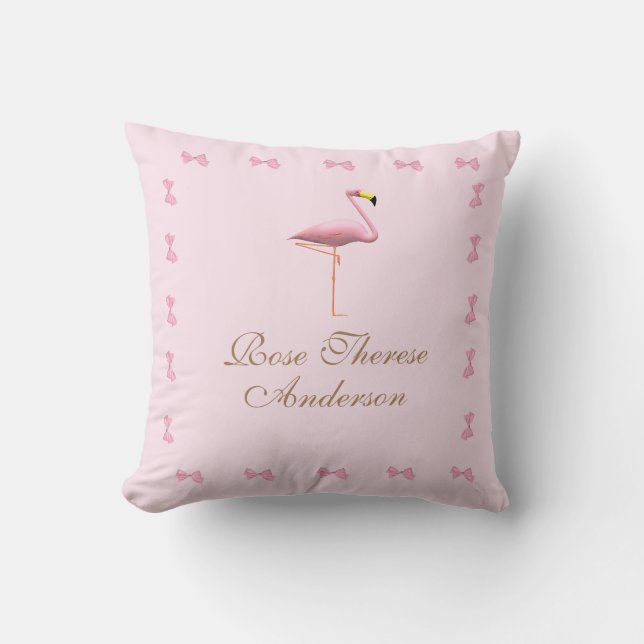 Personlig Rosa Flamingo Tema Kudde (Framsida)