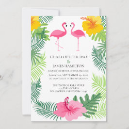 Personlig Rosa Flamingo Tropical Bröllop Inbjudningar