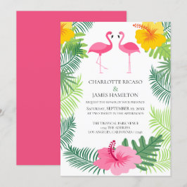 Personlig Rosa Flamingo Tropical Bröllop Inbjudningar