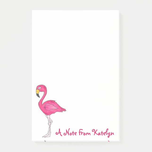 Personlig Rosa Flamingo Tropical Island Bird Post-it Block (Framsida)