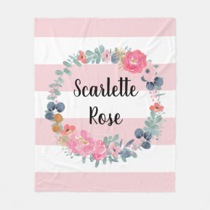 Personlig Rosa Flicka Blommigt Utandning Fleecefilt