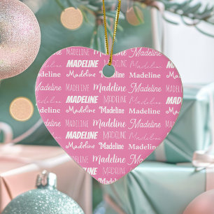 Personlig Rosa Flicknamn Collage Jul Julgransprydnad Keramik