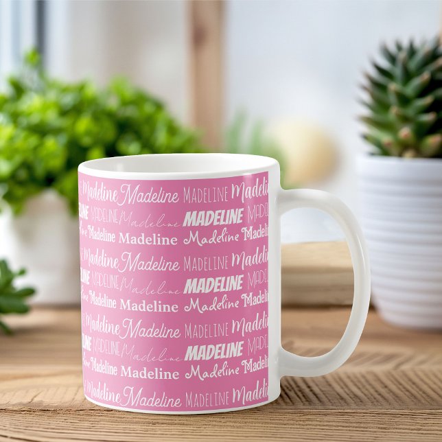 Personlig Rosa Flicknamn Collage Söt Kaffemugg (Skapare uppladdad)