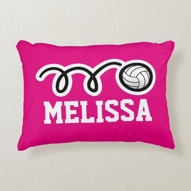 Personlig rosa-flickor volleyball dekorativ kudde (Framsidan)