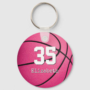 personlig rosa flickors basketbollgåvor nyckelring