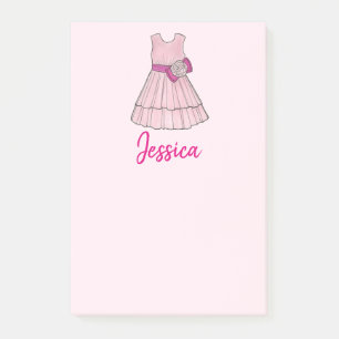Personlig Rosa Flower Girl Dress Bröllopsfest Post-it Block