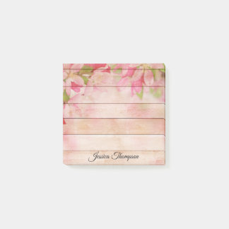 Personlig Rosa Flowers and Wood Post it Notes Post-it Block
