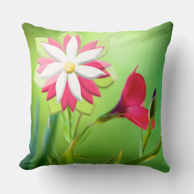 Personlig Rosa Flowers Garden Soft Pillow Kudde (Framsida)