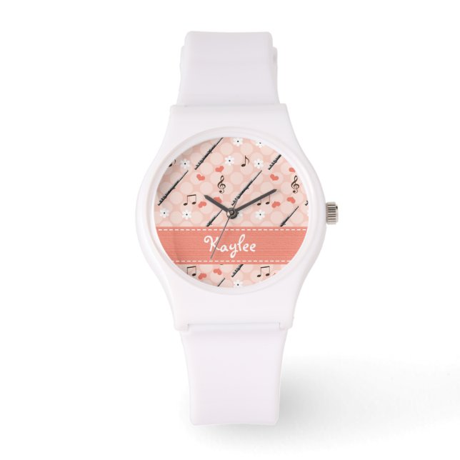 Personlig Rosa Flute Armbandsur (Framsida)