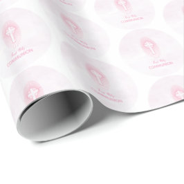 Personlig rosa första kommunion korsvärd presentpapper