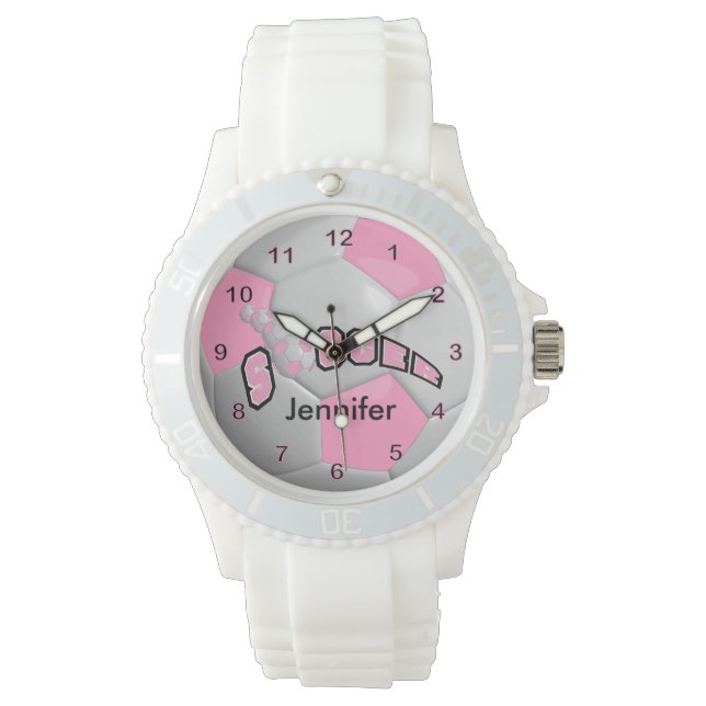Personlig Rosa Fotboll Armbandsur (Framsida)