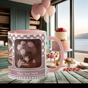 Personlig  Rosa Foto Ram Polka dots Mugg i