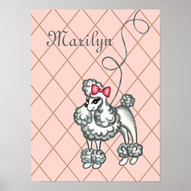 Personlig Rosa Fransk Pudel Wall Art-utskrift Poster (Framsidan)