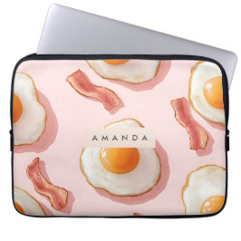 Personlig Rosa Fried Eggs och Bacon Mönster Laptop Fodral