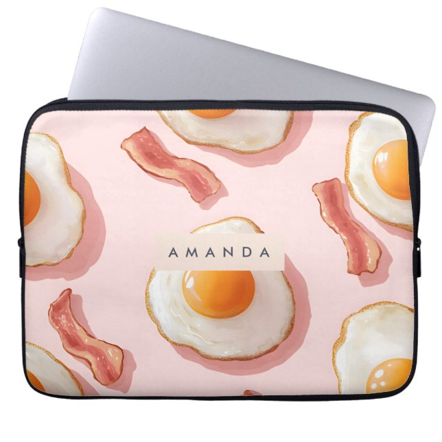 Personlig Rosa Fried Eggs och Bacon Mönster Laptop Fodral (Framsidan)