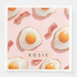 Personlig Rosa Fried Eggs och Bacon Mönster Pappersservett