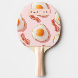 Personlig Rosa Fried Eggs och Bacon Mönster Pingisracket