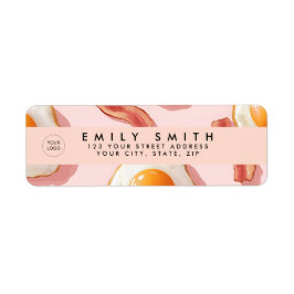Personlig Rosa Fried Eggs och Bacon Mönster Returadress Etikett