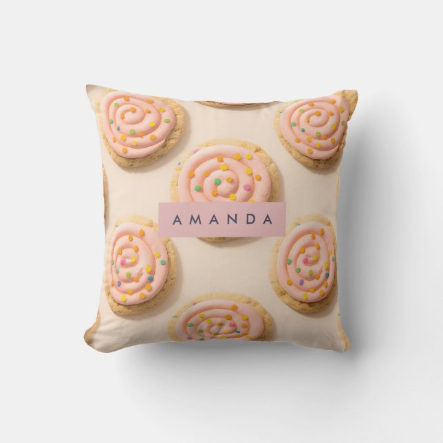 Personlig Rosa Frosted Cookie Mönster Kudde (Framsida)