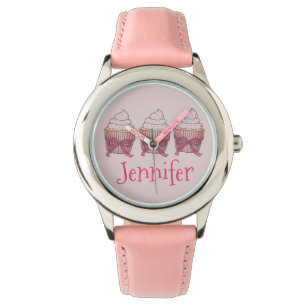 Personlig Rosa Frosted Cuppie Muffinss Watch Armbandsur
