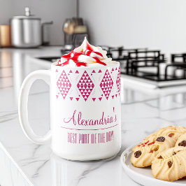 Personlig Rosa Geometric Triangles Kaffemugg