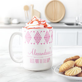 Personlig Rosa Geometric Triangles Kaffemugg