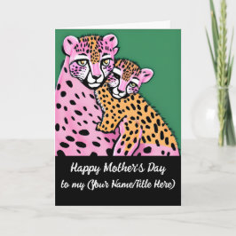 Personlig Rosa Gepard Mamma + Unge Mors Dag Kort