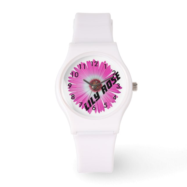 Personlig Rosa Gerbera Tusenskönor Armbandsur (Framsida)