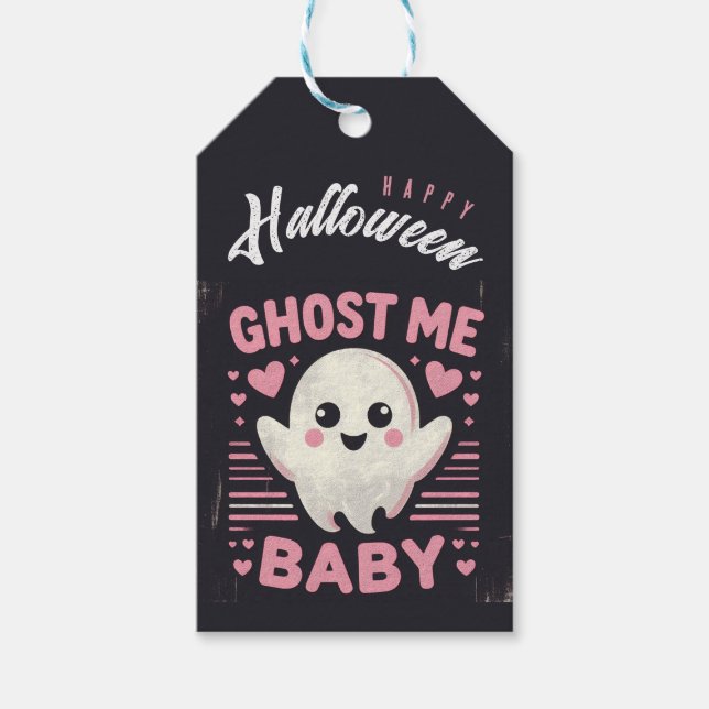 Personlig Rosa Ghost me Baby märkre gift Presentetikett (Framsidan)